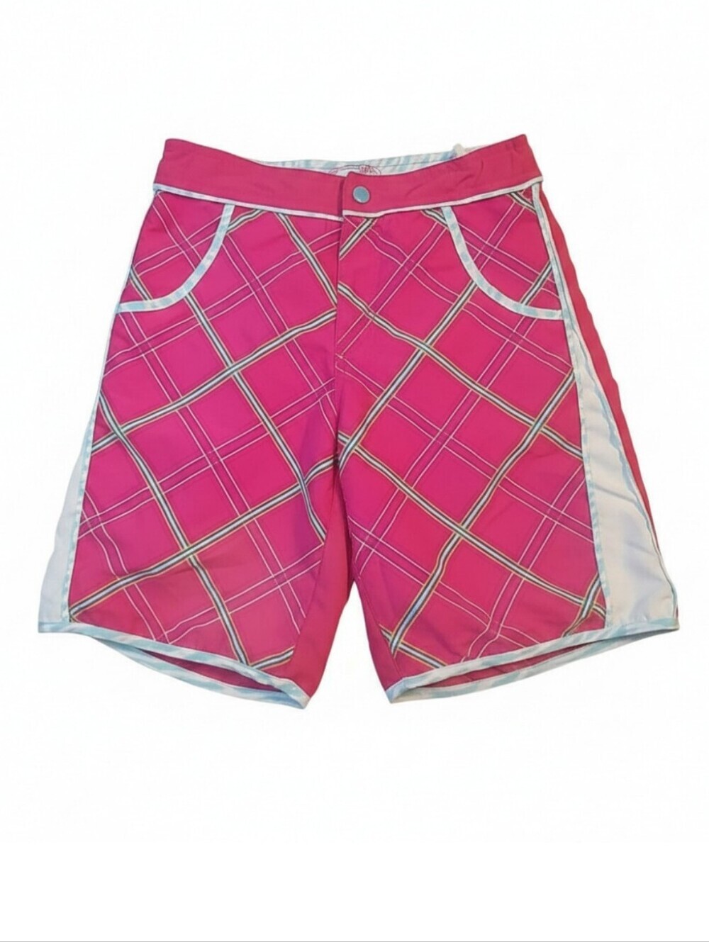 Vintage Live a Little Y2K Boardshorts Swim Shorts Pink Zebra Print Accent Sz 10